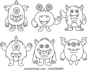 Cute coloring for kids with monster collection