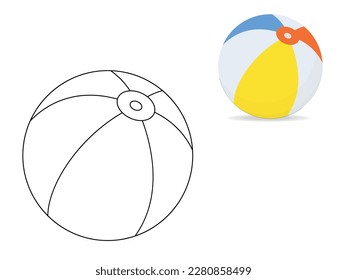 Cute coloring page - beach ball. Coloring book, activity book for children. Cute vector illustration.