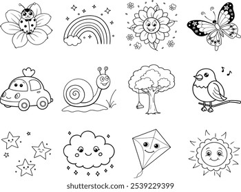 Cute Coloring Page for Kids with Nature Themes