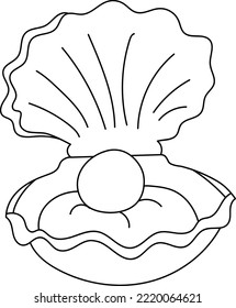 Cute coloring page for kids with seashell. Cartoon vector illustration for children isolated on white background.