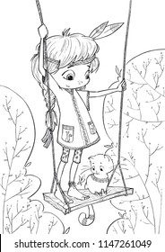 cute coloring pages illustration for coloring books for kids or adults