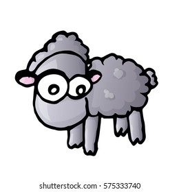 cute colorized sheep hand draw sketch. vector zoo