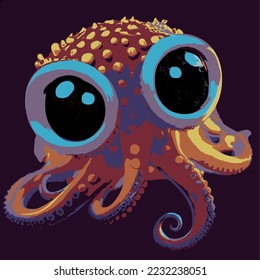 Cute coloured octopus with big eyes