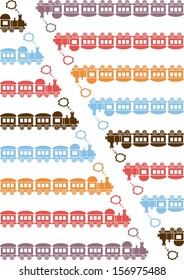 Cute coloured trains with different numbers of carriages