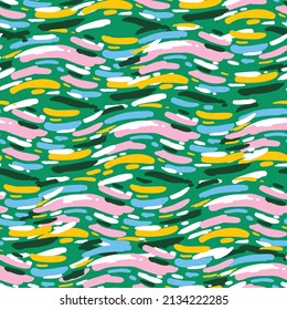 Pinceles abstractos de mano y coloridos y cortos Pisos de acero, ilustración de patrón sin fisuras EPS10,Diseño para moda, tela, textil, papel de pared, envoltura y todas las impresiones en verde estival