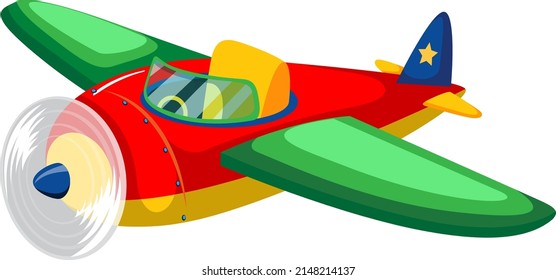 Cute colourful airplane on white background illustration