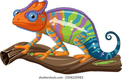 Cute colourful chameleon cartoon isolated illustration svg