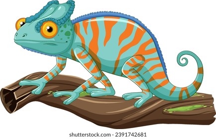 Cute colourful chameleon cartoon isolated illustration svg