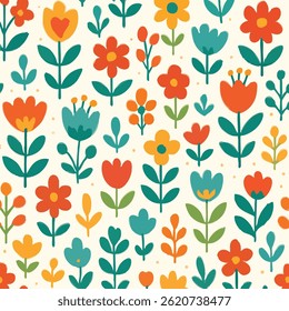 Cute Colourful Floral Print in Vector