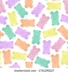 Cute Colourful Hand Drawn Gummy Bear Seamless Pattern