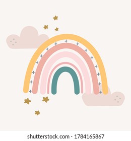 Cute Colourful Rainbow, Star. Vector.