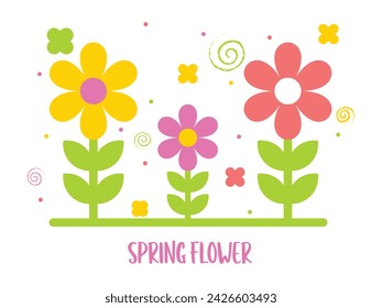 Ilustración de vector de flor de primavera colorida linda
