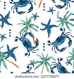 Cute   Colourful summer seamless pattern Vacation Moment and hand drawn Seashells  beach life elements Vector illustration Design for fashion   fabric  textile  wallpaper  wrapping   all prints 
