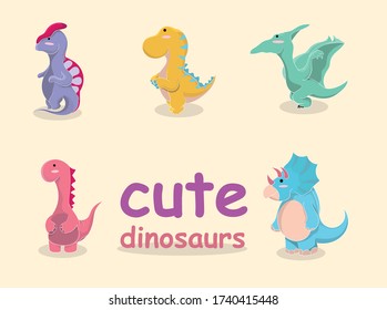 cute colourfull dinosaurs character for fun