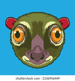 Cute Colugo ilustración del vector facial en estilo decorativo, perfecto para el estilo de camiseta y el logotipo de mascota