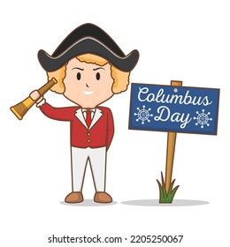 cute columbus cartoon vector and columbus day board. suitable for mascot, character, sticker, logo, etc.