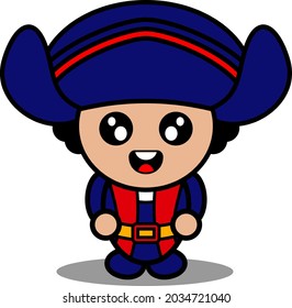 cute columbus mascot costume character cartoon vector. suitable for use on the day of colombus
