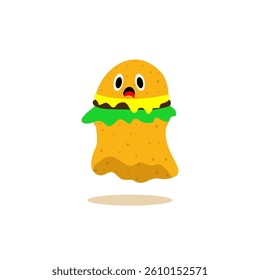 cute combination illustration of burger and ghost logo