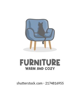 Cute and comfortable furniture chair illustration logo