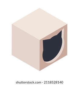 Cute comfortable house for cat 3d isometric icon vector illustration