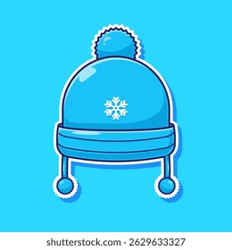 Vetor de desenhos animados de ilustração de chapéu quente confortável bonito usado na estação de inverno ou estação de outono
