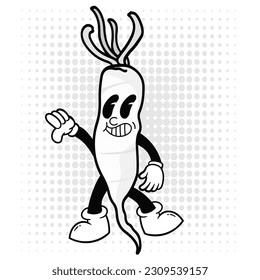 Cute comic book characters Doodle Line coloring retro cartoon style illustration, vintage character elements in trendy retro cartoon style. .