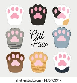 Cute Comic Cat Paws Illustration Collection Stock Vector (Royalty Free ...