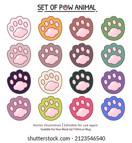 Cute Comic Cat Paws Illustration Collection. Ilustración del icono del vector de la ruta de acceso del gato