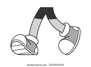 Cute comic character feet walking