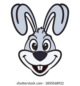 cute comic rabbit head with big ears.