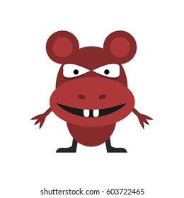 Cute comic red mouse with big eyes