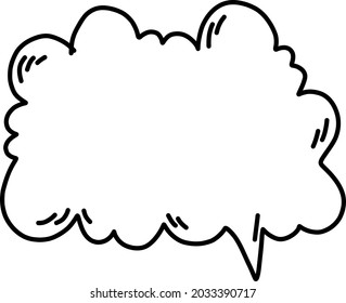 Cute comic speech bubble blank copy space scribble bullet journal. Black and white monochrome art isolated on white background.