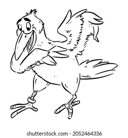 Cute comic style crow or raven. Cartoon bird, adorable happy stock image