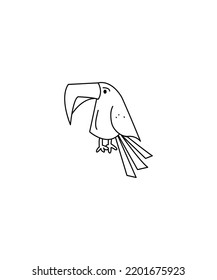 Cute Comic Toucan Bird line art Toucan bird coloring Page Isolated for Kids. for home decor such as posters, wall art, tote bag, t-shirt print, sticker, mobile case. vector illustration