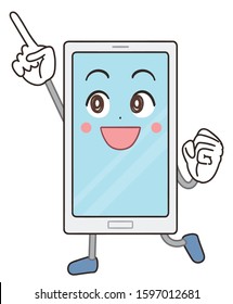 Cute and comical character of smartphone.