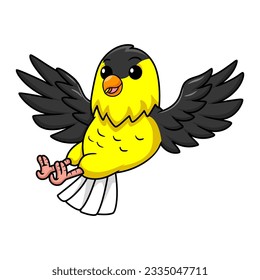 Cute common backyard bird cartoon flying