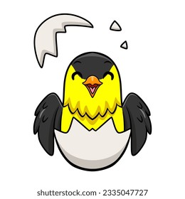 Cute common backyard bird cartoon inside from egg