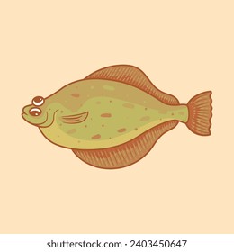 Cute common dab fish animal cartoon illustration