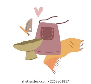 Cute composition for pottery studio logo or for invitation to pottery class. Pottery workshop set.
