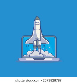 Cute computer aerospace aircraft vector children's illustration Q version vector cartoon illustration