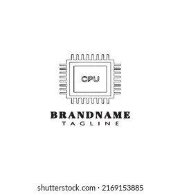 cute computer CPU logo icon design modern vector unique