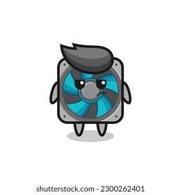 lindo personaje de ventilador de computadora con expresión sospechosa, diseño de estilo lindo para camiseta, pegatina, elemento logo