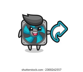 cute computer fan hold social media share symbol , cute style design for t shirt, sticker, logo element
