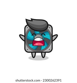 cute computer fan mascot with a yawn expression , cute style design for t shirt, sticker, logo element