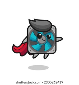 cute computer fan superhero character is flying , cute style design for t shirt, sticker, logo element