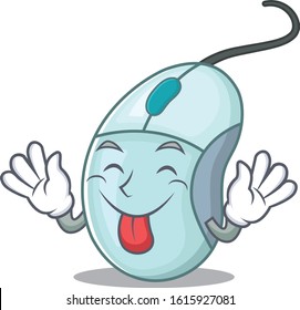 Cute computer mouse cartoon mascot style with Tongue out