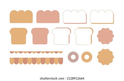 Cute concept bread, bakery illustration deco icon, frame set.