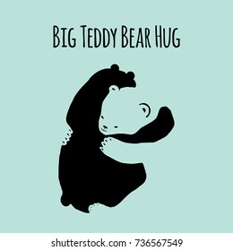Cute concept of two bears hugging each other. Vector illustration using negative space.	