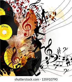 Cute conceptual music background with vinyl record for your design