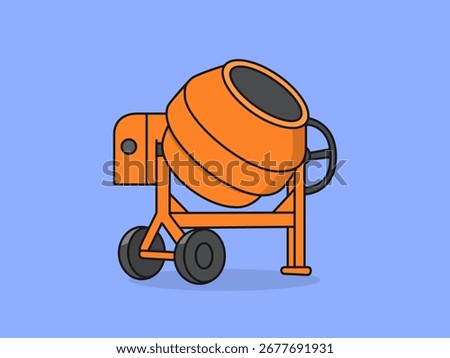Cute Concrete mixer – Flat Vector Cartoon Illustration.